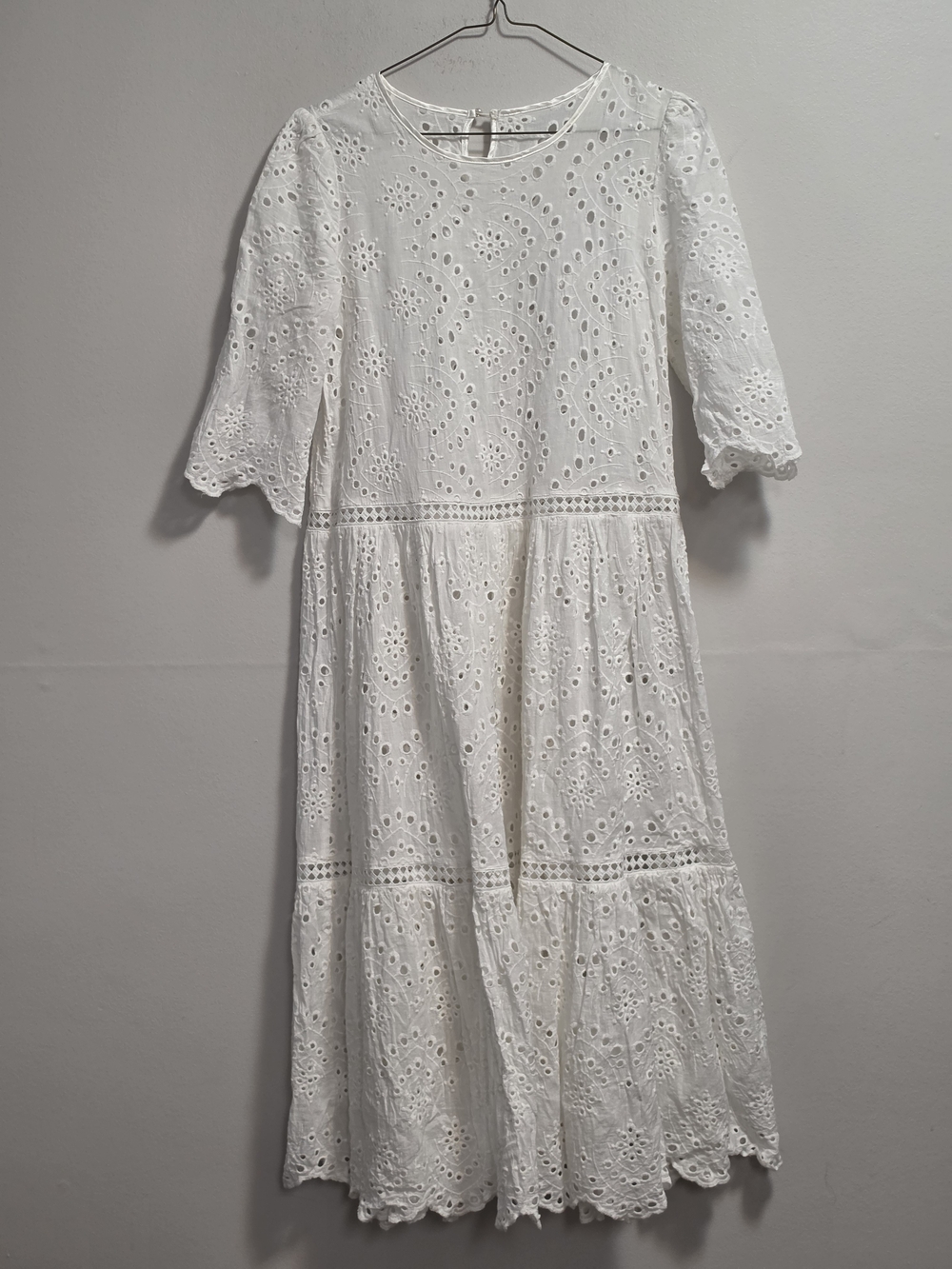 White Eyelet Midi Dress - Women